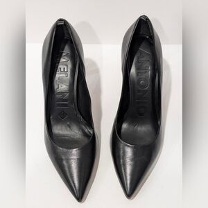 Antonio Melani Women's Black Buttery Soft Leather Pointed-Toe Pumps Size 8.5